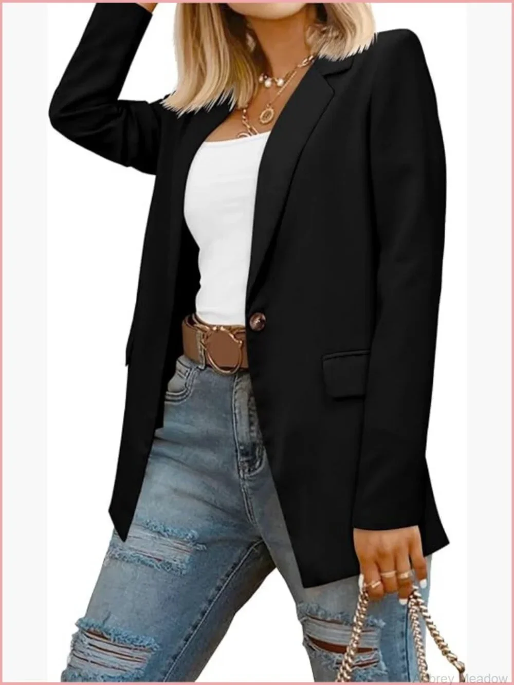 Women's Business Casual Blazer with Lined Professional Work Suit Jacket Pockets